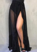 Sheer Mesh Ruffle Sarong Beach Cover-Up Skirt