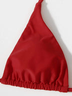 Women's Three-Piece Triangle Bikini Set with Sarong