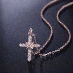 Cross Pendant Necklace with Zirconia Accents