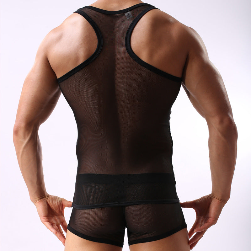 Men's Transparent Mesh Athletic Tank Top (Korean Style)