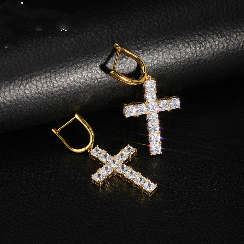 Square Zircon Cross Earrings for Fashionable Styles
