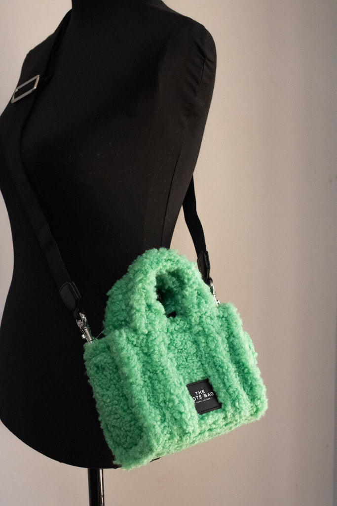 Marc Jacobs The Teddy Micro Fluffy Sherpa Green Tote | Organic Cotton
