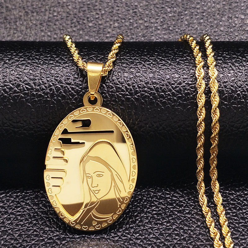 Mary Mother of God Stainless Steel Pendant Necklace