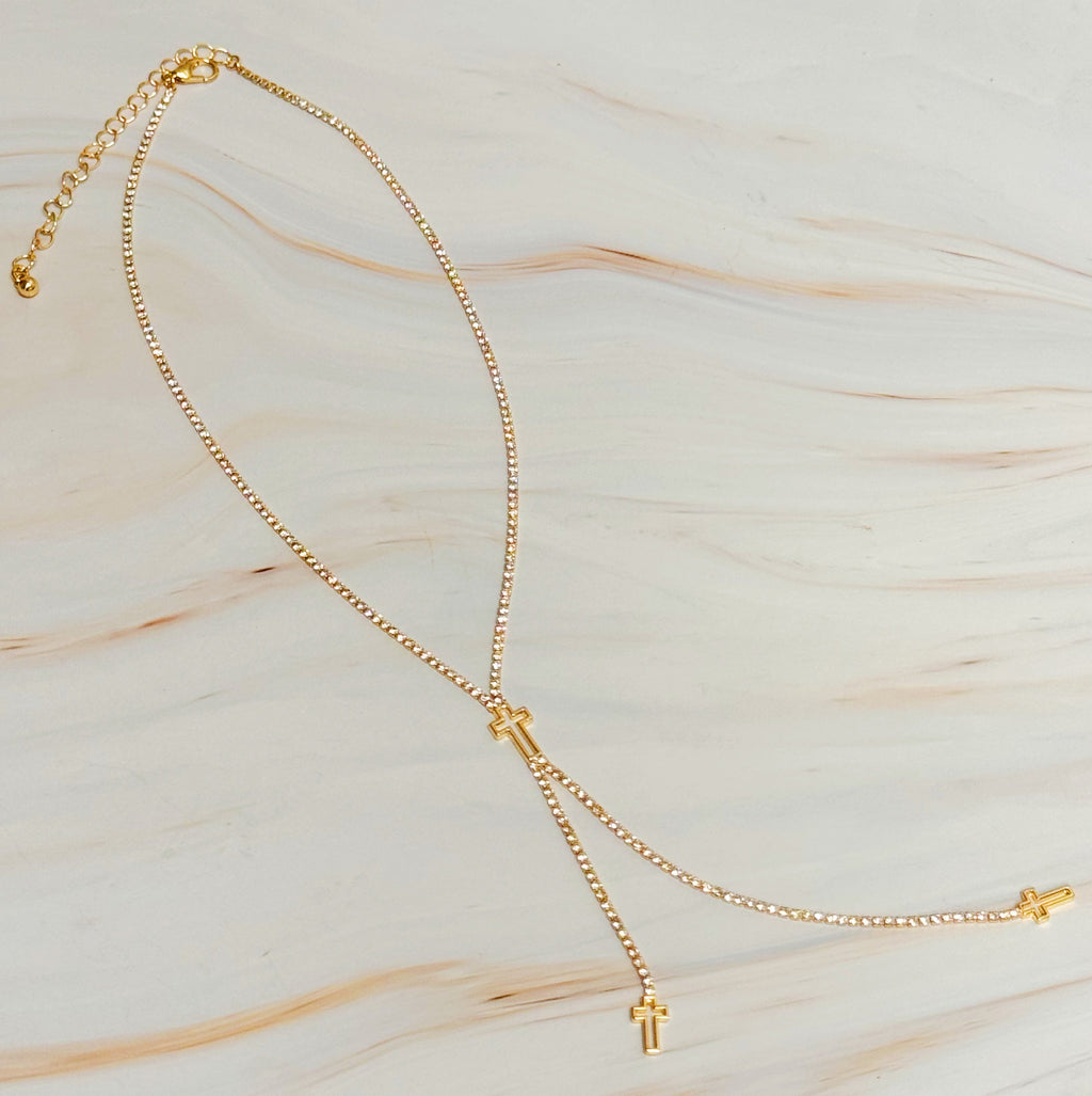 Cross Y-Drop Lariat Necklace