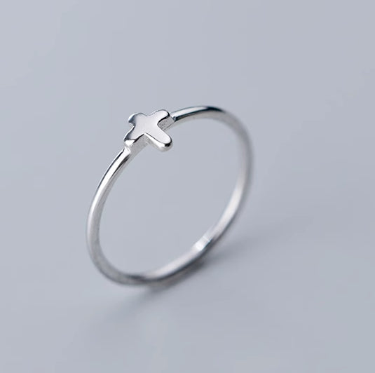 Elegant Minimalist Cross Silver Ring