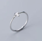 Elegant Minimalist Cross Silver Ring