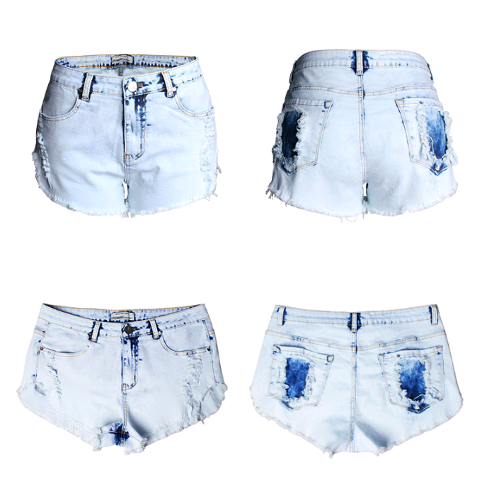 High-Waisted Light Wash Distressed Denim Shorts for Women