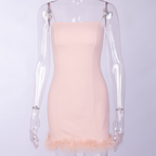 Strapless Feather Hem Bodycon Mini Dress