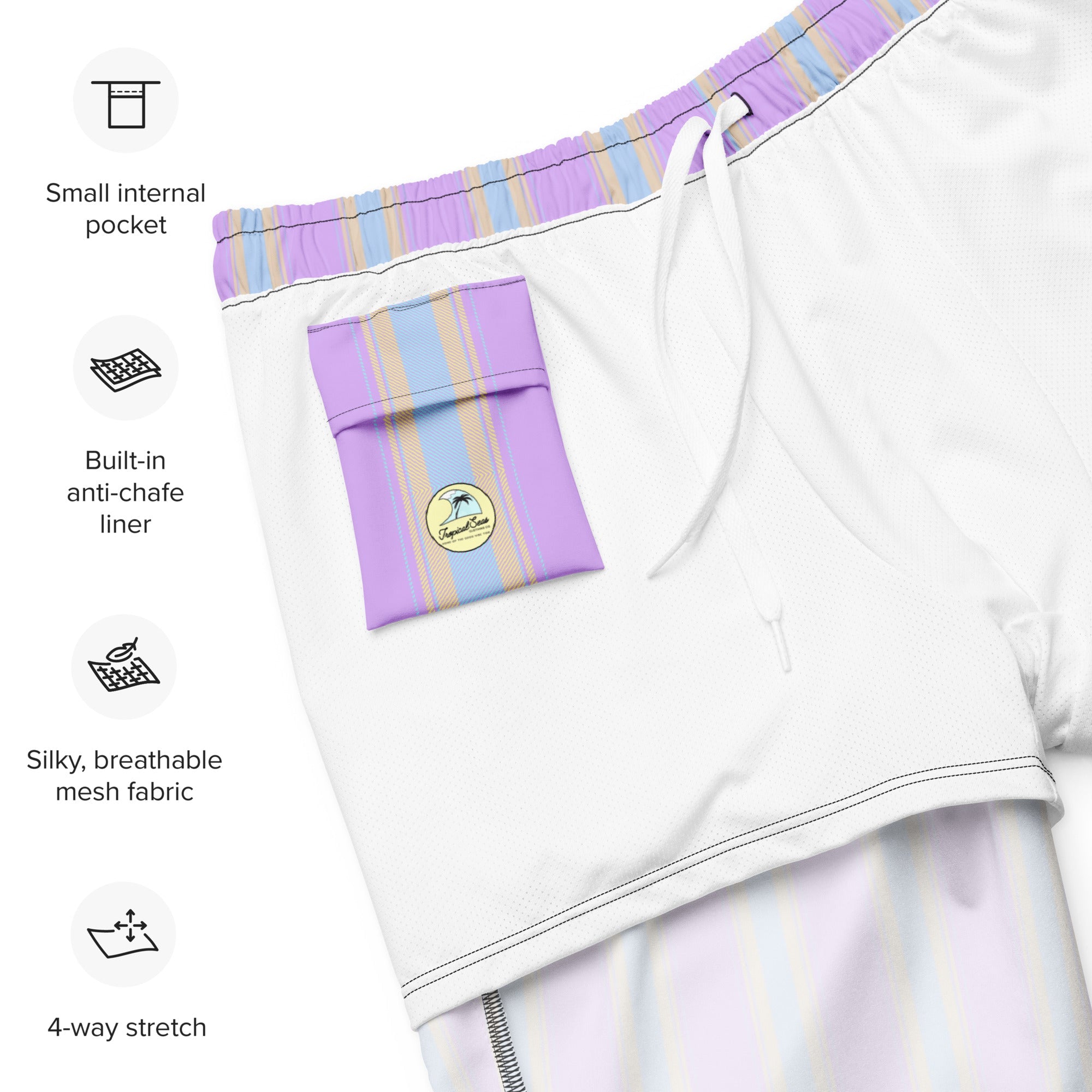Men's Tropical Striped Swim Trunks