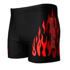 Men's Black Flame Print Swim Trunks
