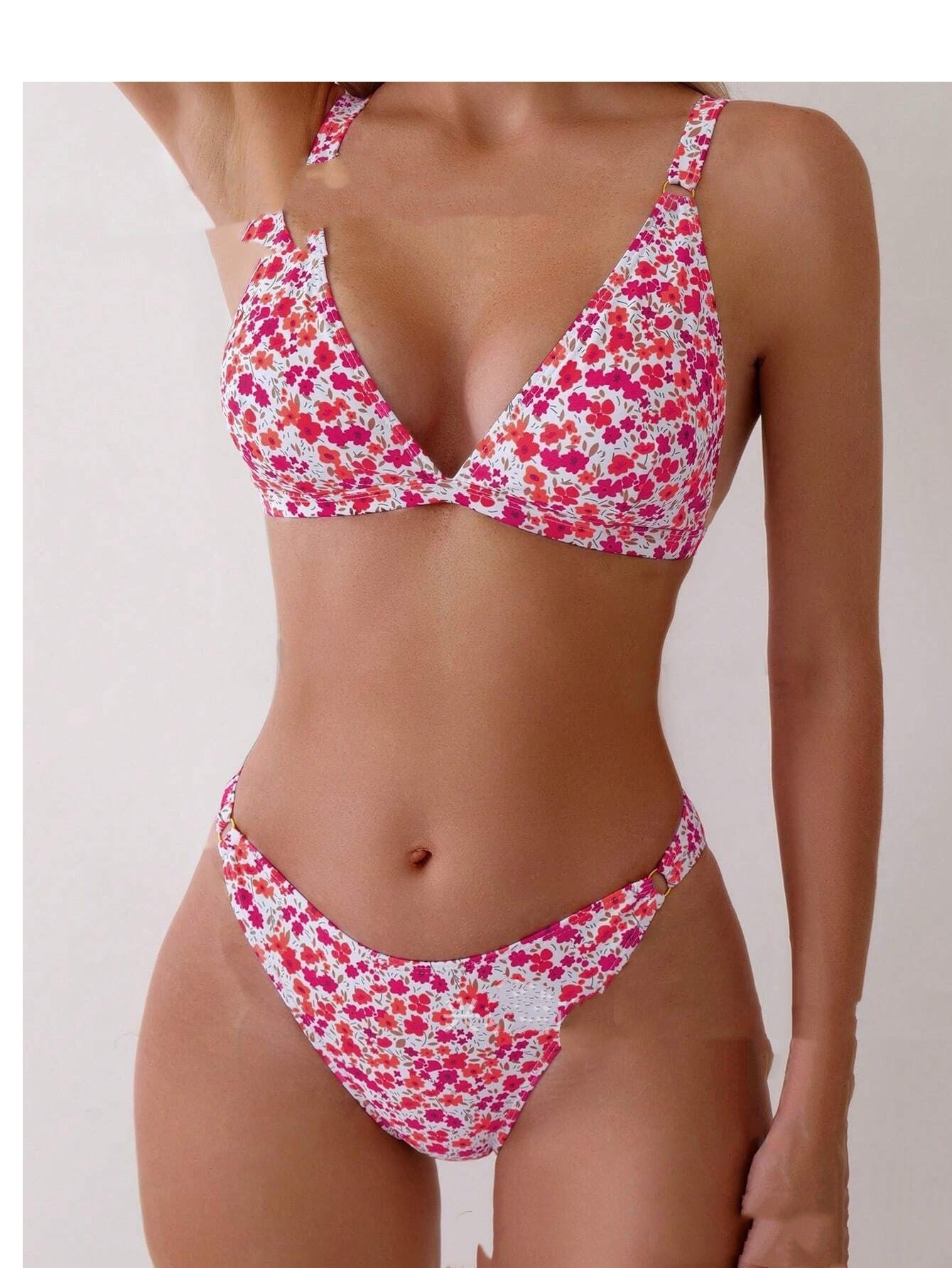 Women's Blue Floral Print Two-Piece Bikini Set
