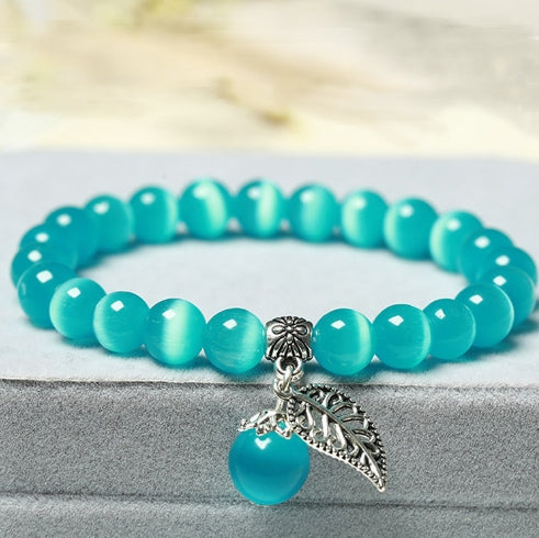 Handmade Cat's Eye Stone Beaded Bracelet