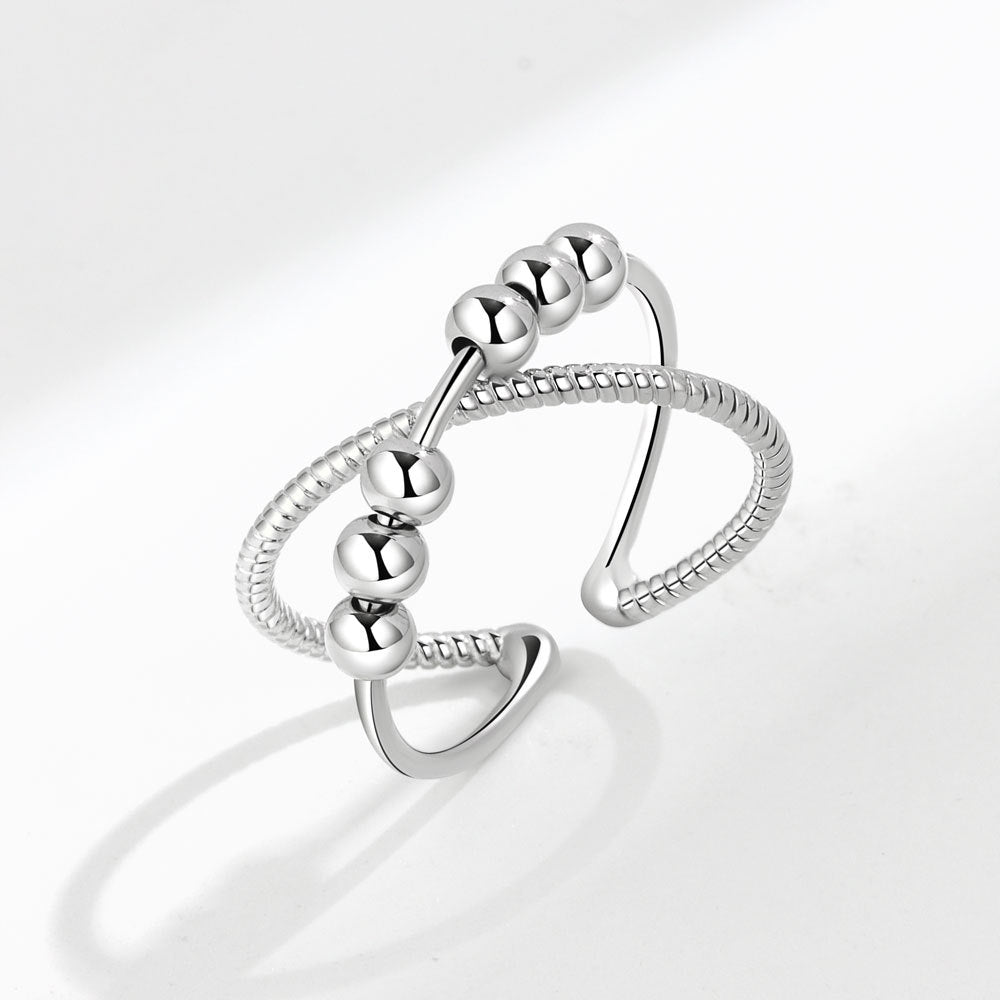 Women's Fashion Double-Layer Rotating Cross Ring