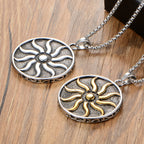 Stainless Steel Sun Medallion Pendant Necklace