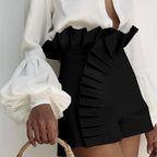 High-Waisted Lace Pleated Casual Shorts for Women