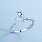 Silver Cat Open Ring for Women