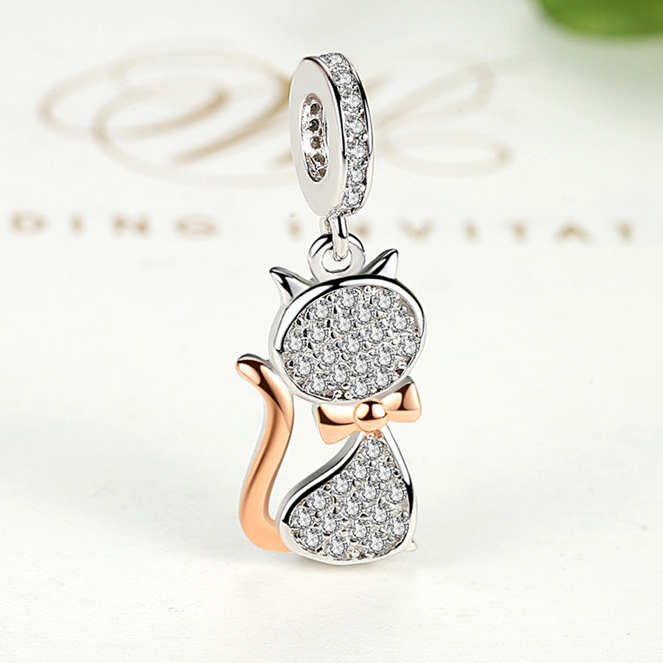 Silver Cat Charm Pendant