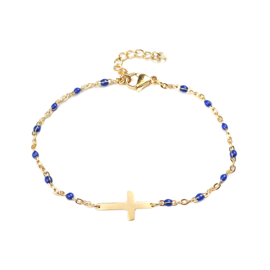 Dainty Cross Beaded Bracelet