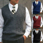 Men's Cable-Knit V-Neck Sweater Vest
