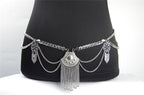 Boho Silver Tassel Waist Body Chain