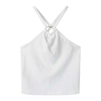 Iron Ring Halter Crop Top with Butterfly Patch