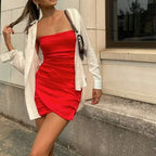 Off-Shoulder Pleated Slim Fit Tube Top Dress
