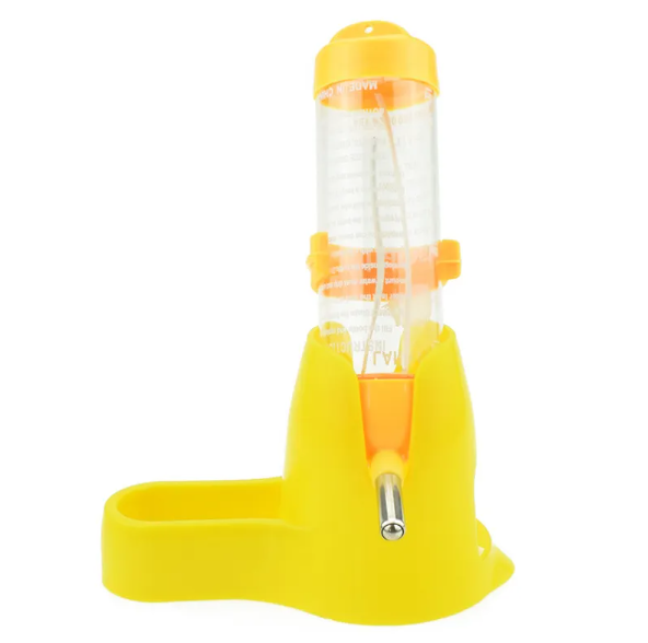 Small Pet Water Bottle with Stand & Food Dish, No-Drip Hanging Dispenser for Hamsters Guinea Pigs Rabbits Rats, Leak-Proof Feeder Combo