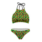 Ladybug Print High-Neck Bikini Set