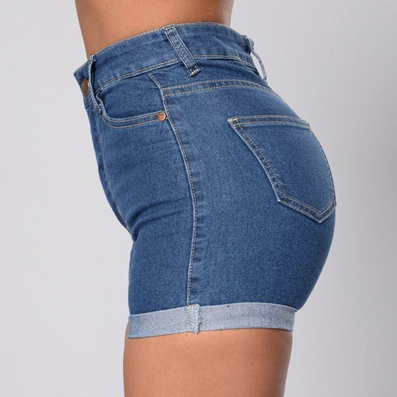 2020 Women's Trendy Denim Shorts with Rolled Hem