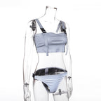 Reflective Buckle Strap Bikini Set