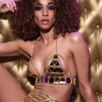 Mirrored Sequin Body Chain Festival Bikini Top