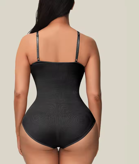 Sheer Mesh Open-Crotch Shaping Bodysuit