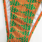 Geometric Print Strappy Triangle Bikini Set
