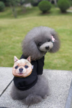 Dog Hoodie with Backpack - Cute 3D Puppy Face Pouch Fleece Sweater for Small Dogs, Warm Autumn Winter Pet Hoodie in Black or Red