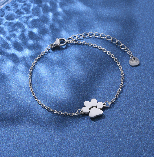 Personalized Pet Paw Print Name Bracelet