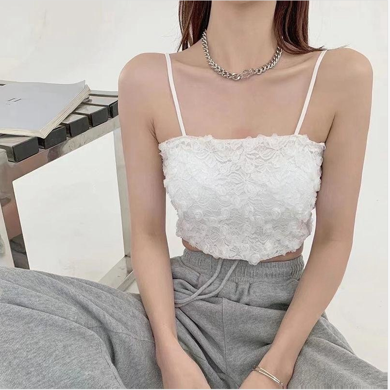 3D Rose Lace Camisole Crop Top