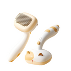 Self-Cleaning Slicker Brush for Cats & Dogs, One-Button Retractable Pet Deshedding Grooming Brush with Cute Stand, Removes Loose Hair & Mats
