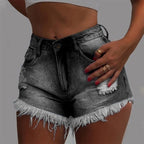 High-Waisted Ripped Denim Shorts for Women