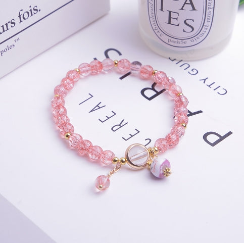 Crystal Beaded Bracelet with Lucky Cat Charm