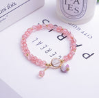 Crystal Beaded Bracelet with Lucky Cat Charm
