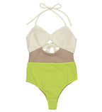 Womens Cutout Colorblock One-Piece Swimsuit
