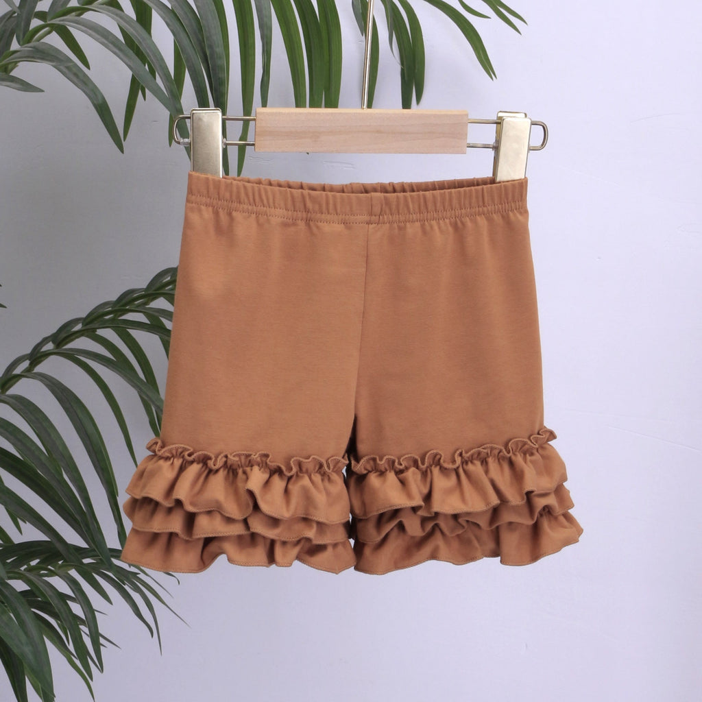 2019 Kids Cotton Ruffle Hem Shorts for Girls