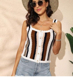 Multi-color Striped Lace Camisole Vest for Women