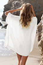 Mint Crochet Trim Kaftan Beach Cover-Up