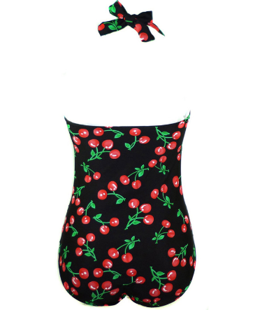 Cherry Print Halter One-Piece Swimsuit