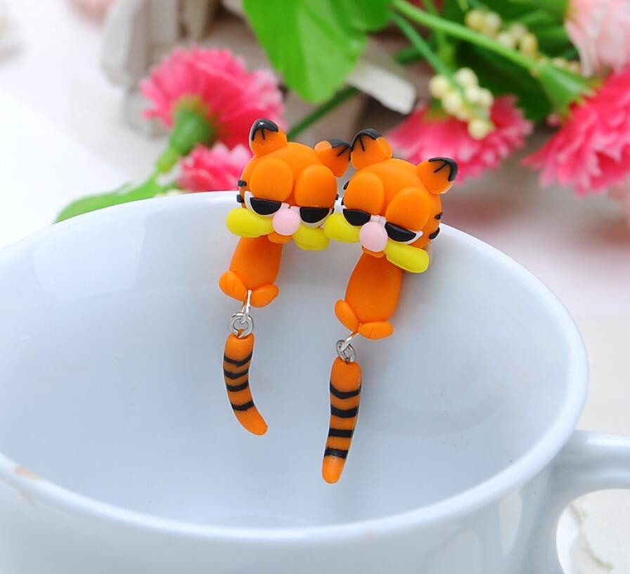 Handmade Polymer Clay Orange Cat Earrings