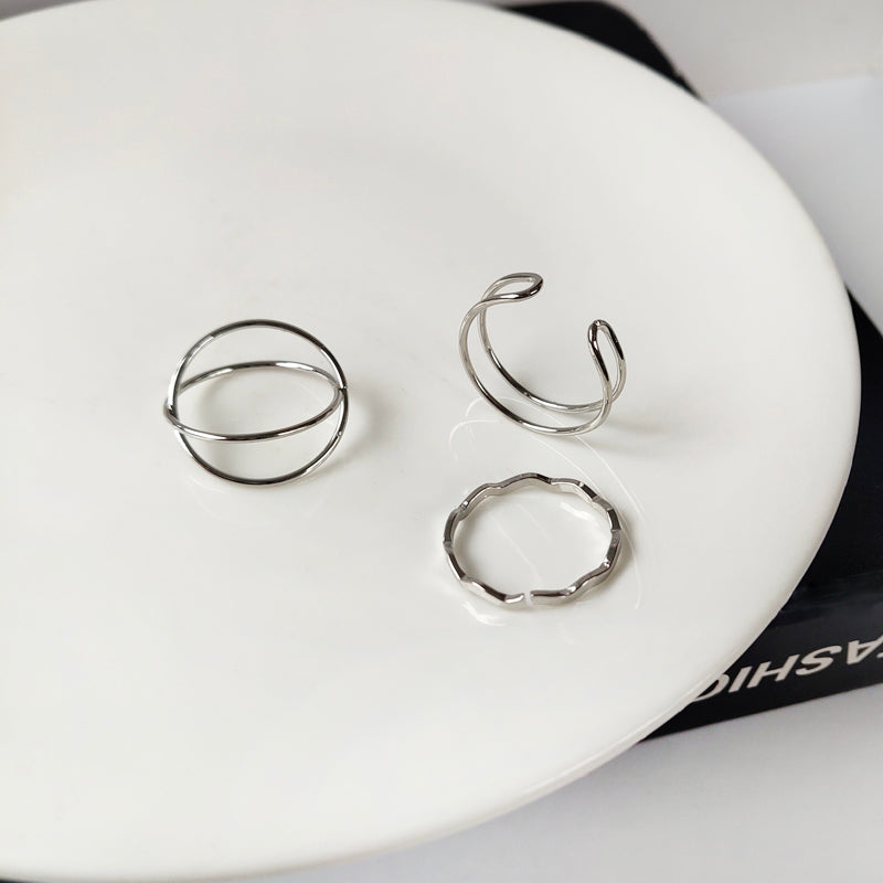 Korean Style Dual-Layer Cross Design Ring