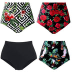 Women's Tropical Parrot Print High-Waisted Bikini Bottom