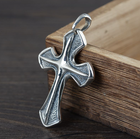 Silver Cross Pendant Necklace - Vintage Punk Style