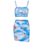 Cherub Print Tank Top and Skirt Set